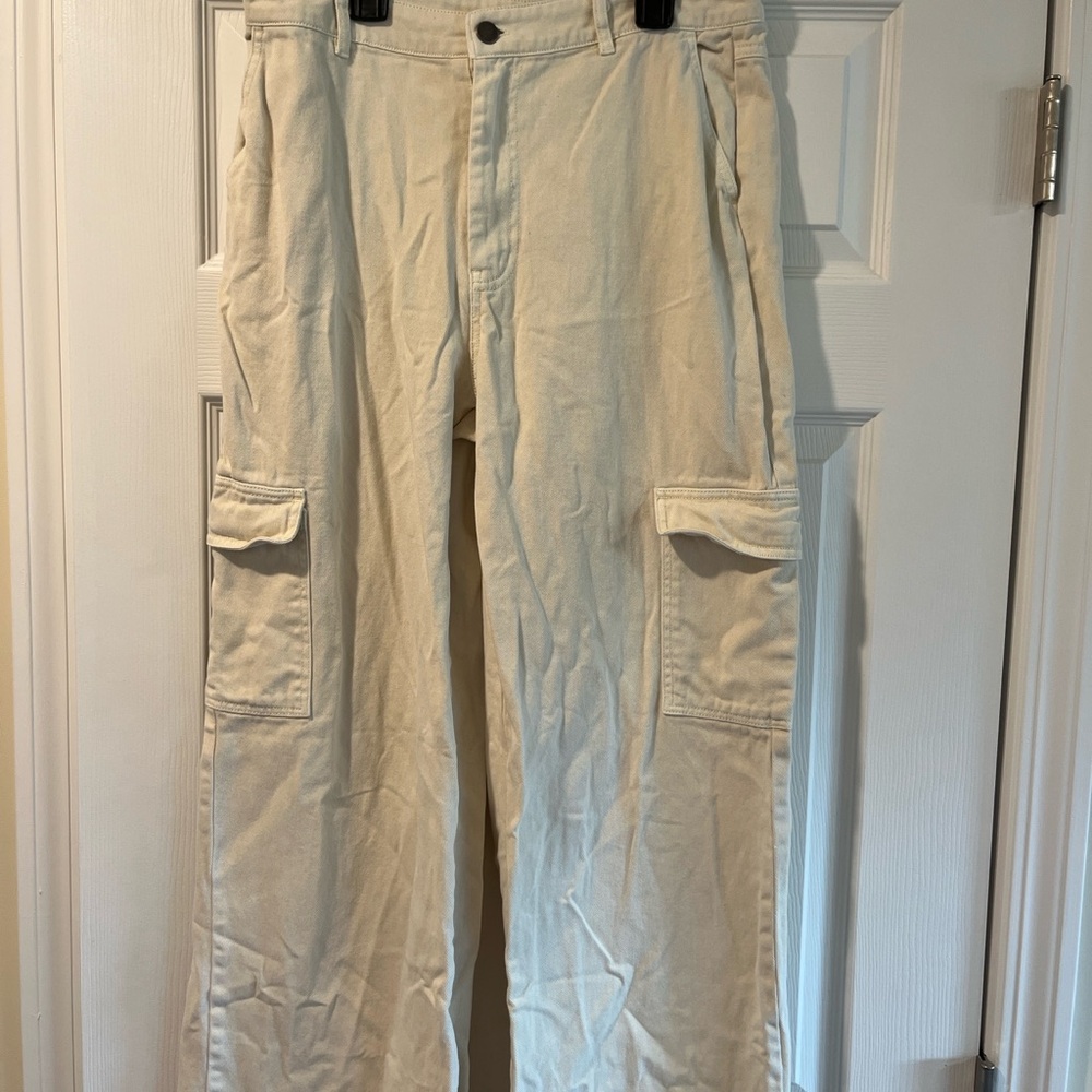 Double Zero Cream Cargo Pants with Utility Design